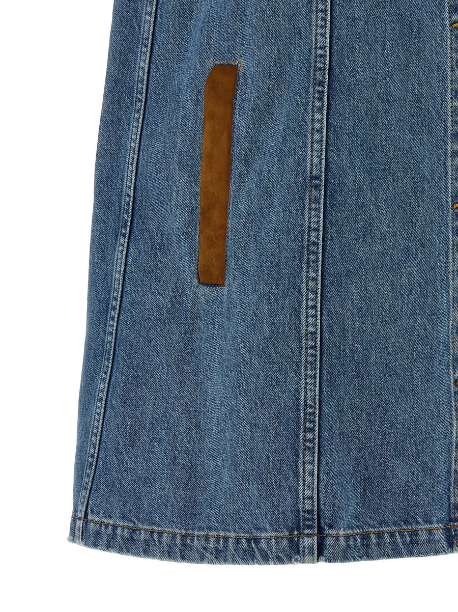 Versace Blue Aline Denim Dress For Women Polished Casual Luxe Front Logo Embroidery Spring Summer 2026