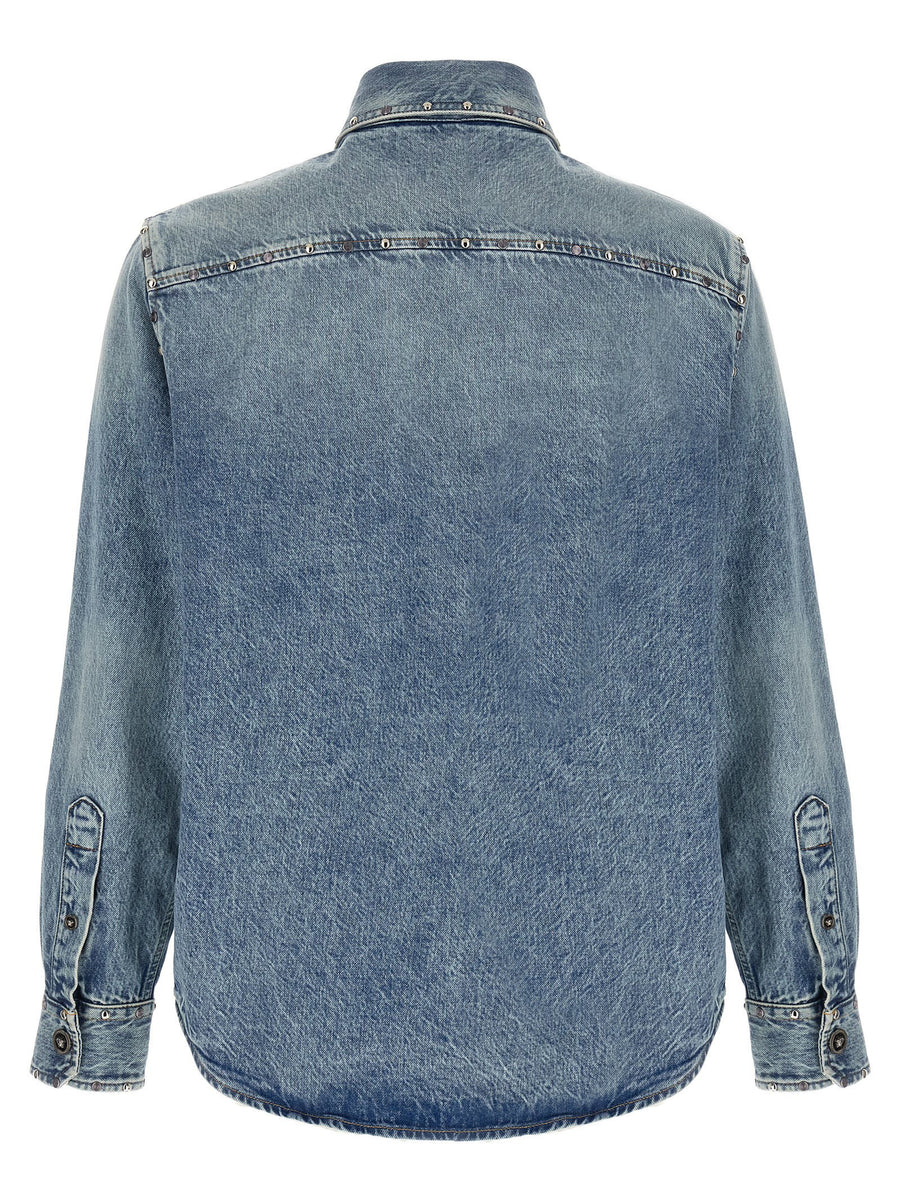Versace Medusa Shirt for Women Luxurious Stonewashed 100 Percent Cotton Denim with Medusa Hardware