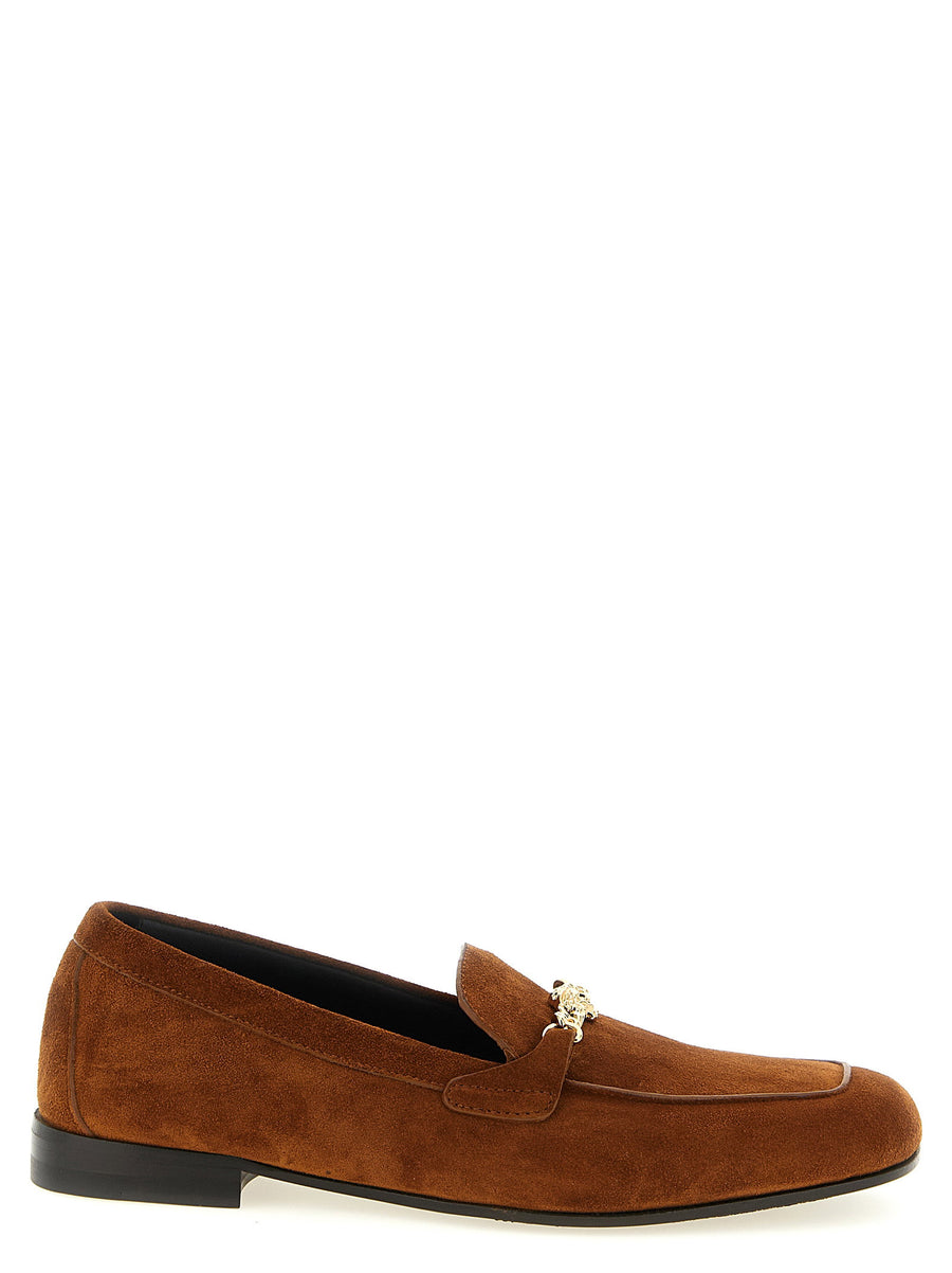 Versace Medusa Moccasins For Women Luxurious Calfskin Leather With Medusa Chain Detail Slip On