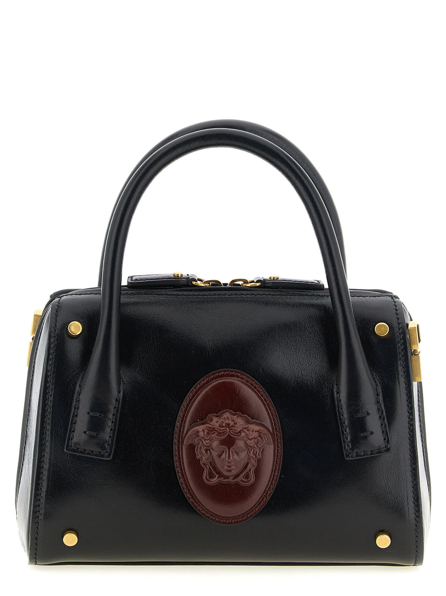 Versace Roomy Small Handbag Black Calfskin Leather