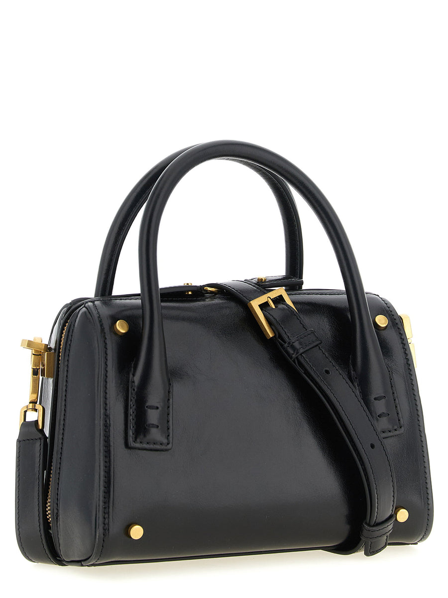 Versace Roomy Small Handbag Black Calfskin Leather