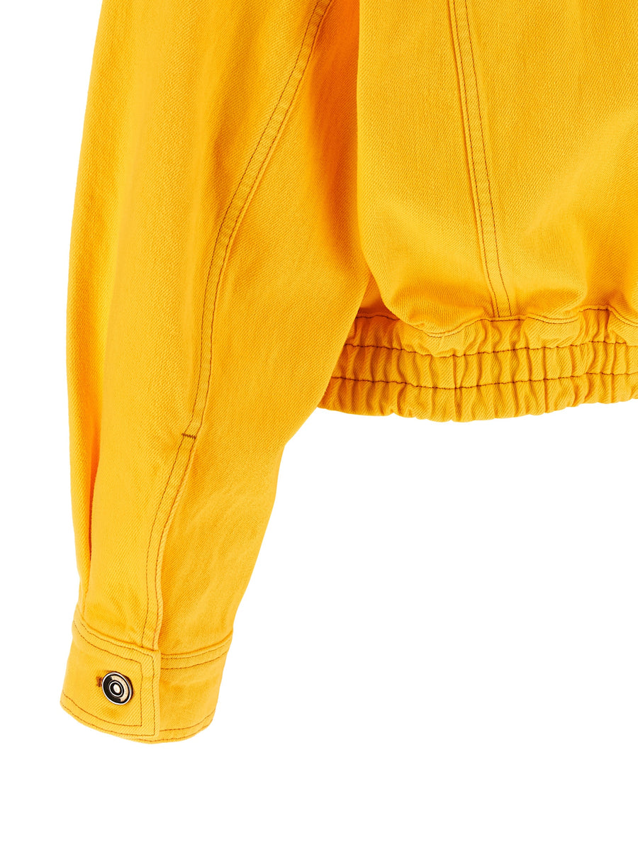 Versace Over Denim Bluson Boxy Yellow Cotton Jacket With Button Front For Women Everywhere