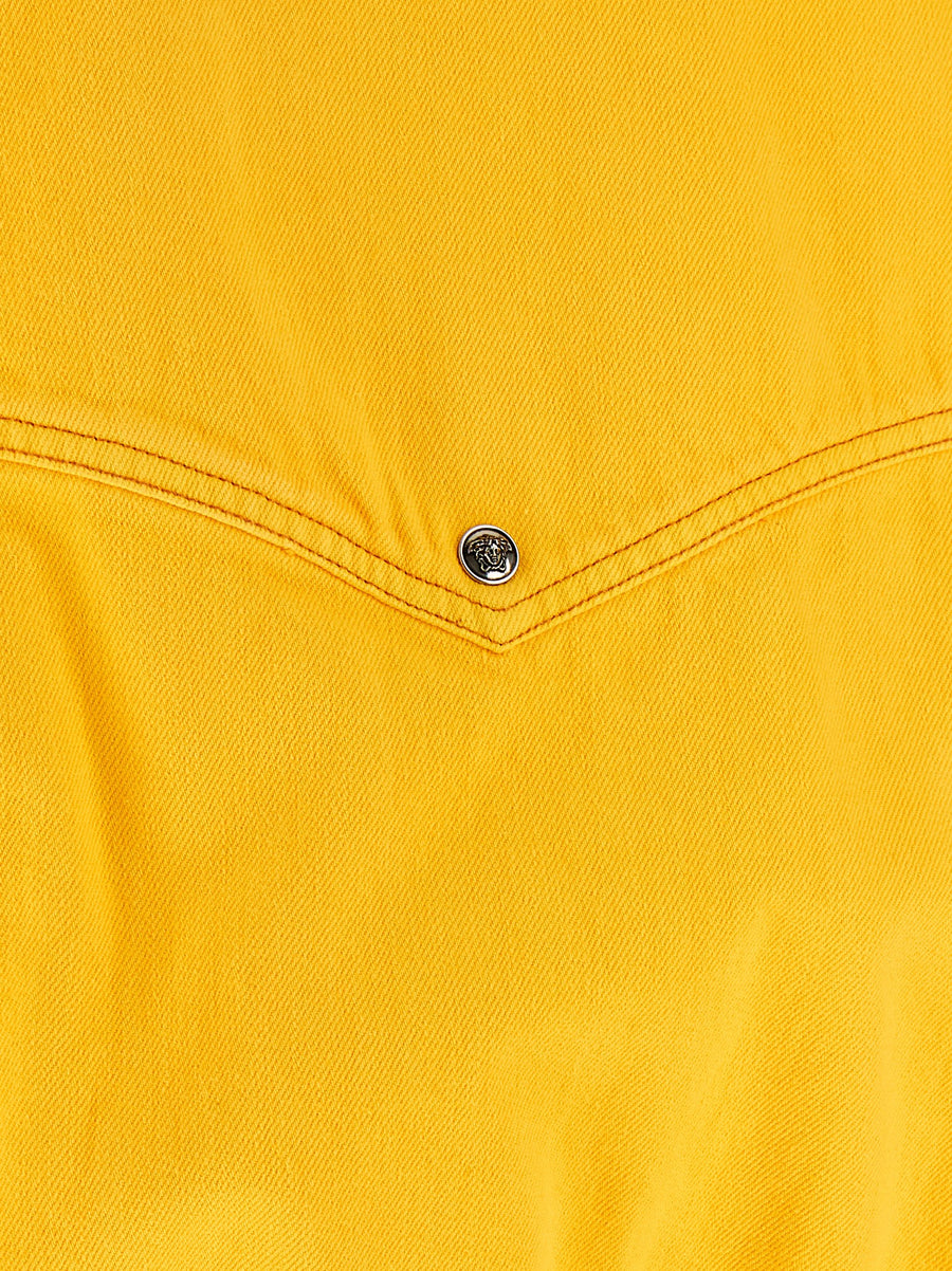 Versace Over Denim Bluson Boxy Yellow Cotton Jacket With Button Front For Women Everywhere