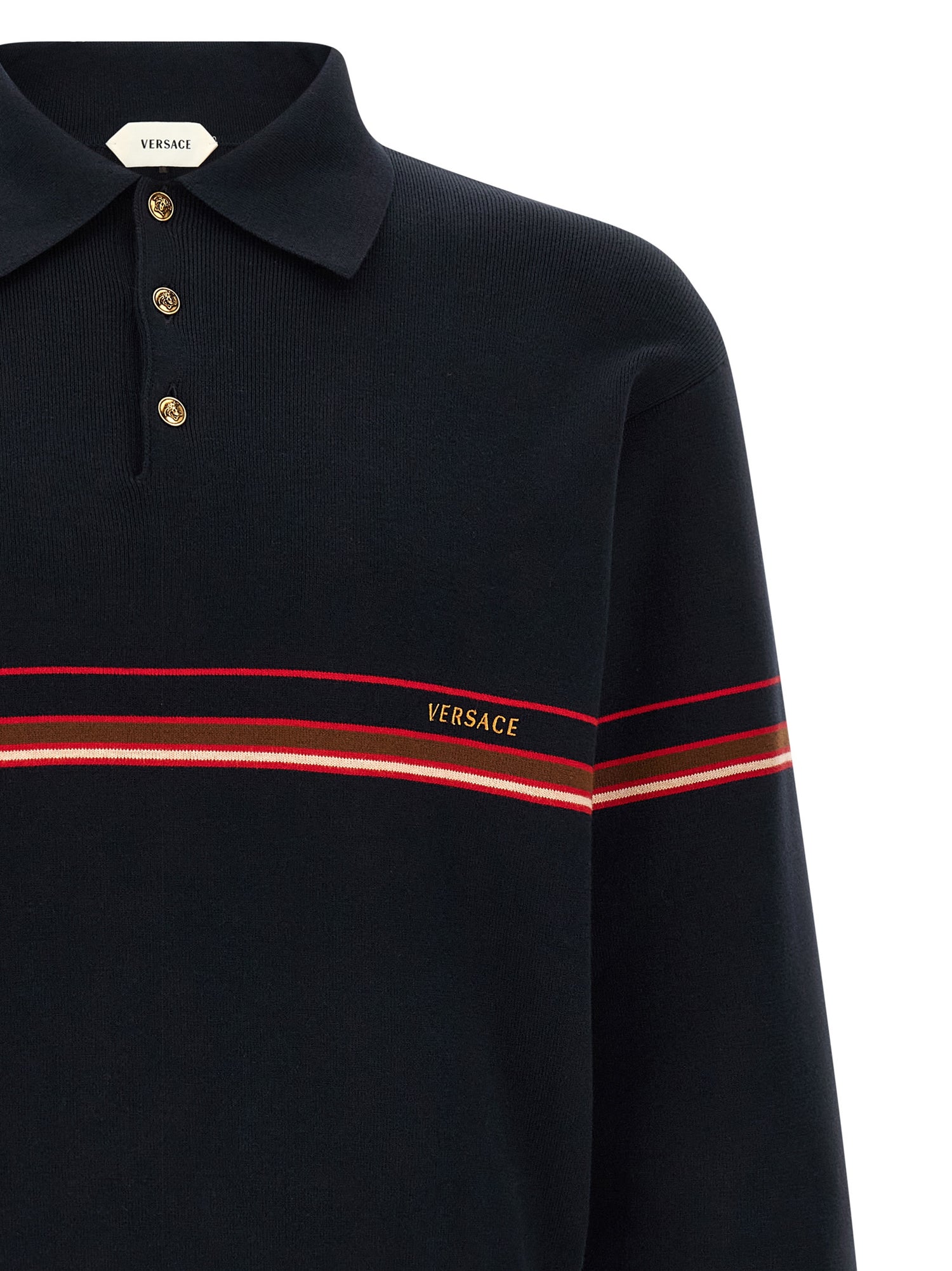 Versace Inlaid Striped Polo Shirt