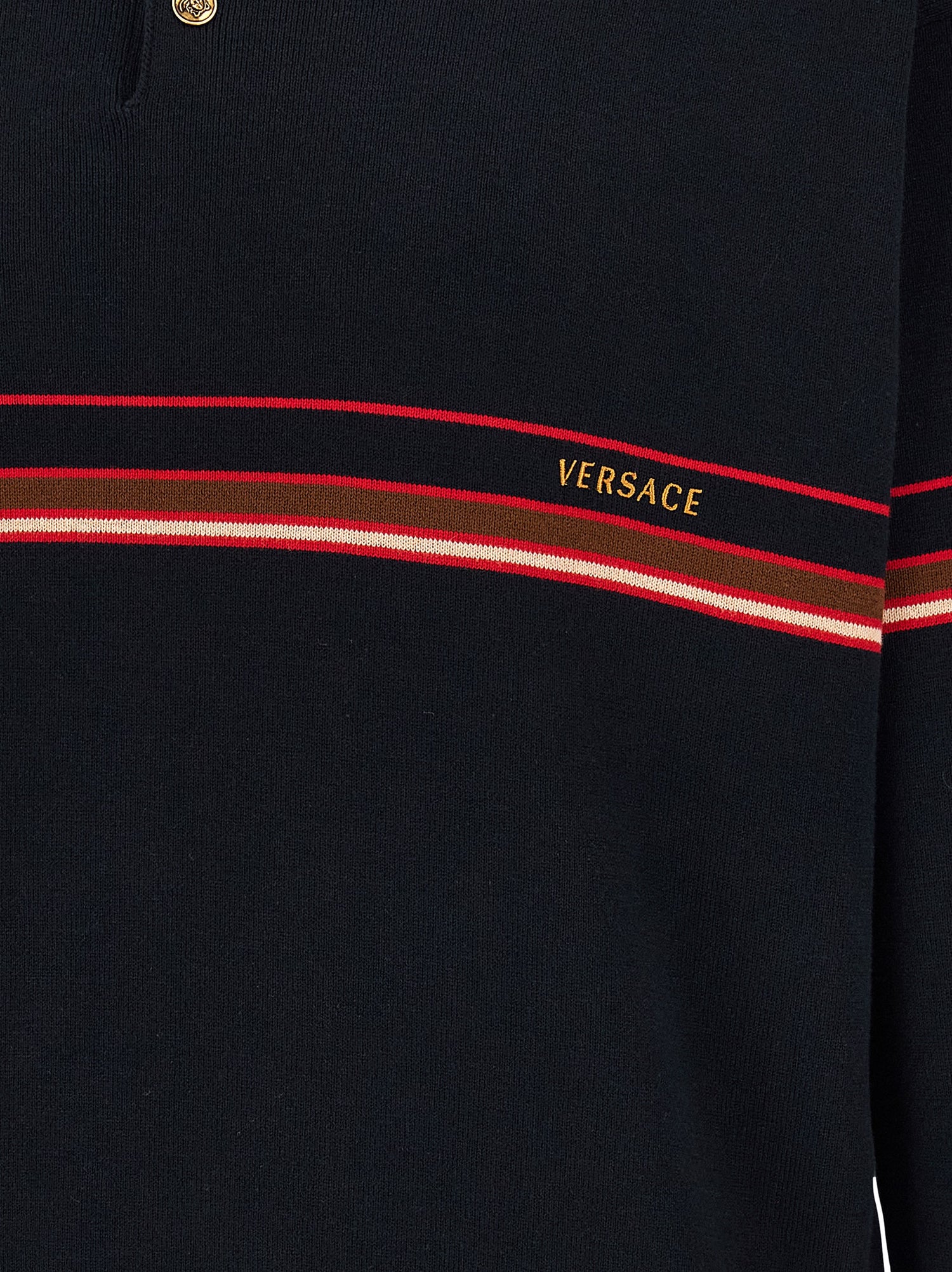 Versace Inlaid Striped Polo Shirt