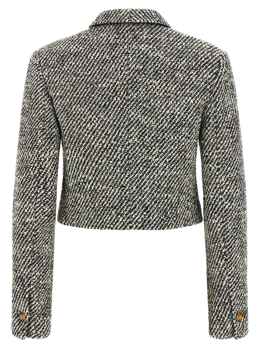 Versace Bouclé Wool Blend Blouson Jacket