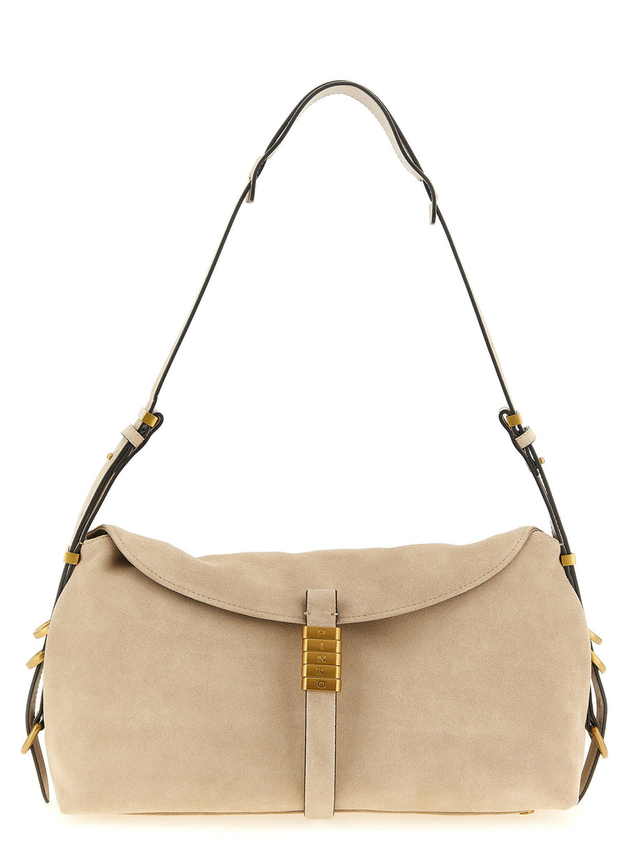Pinko Saddle Horizontal Shoulder Bag Women Versatile Leather Satchel With Magnetic Closure