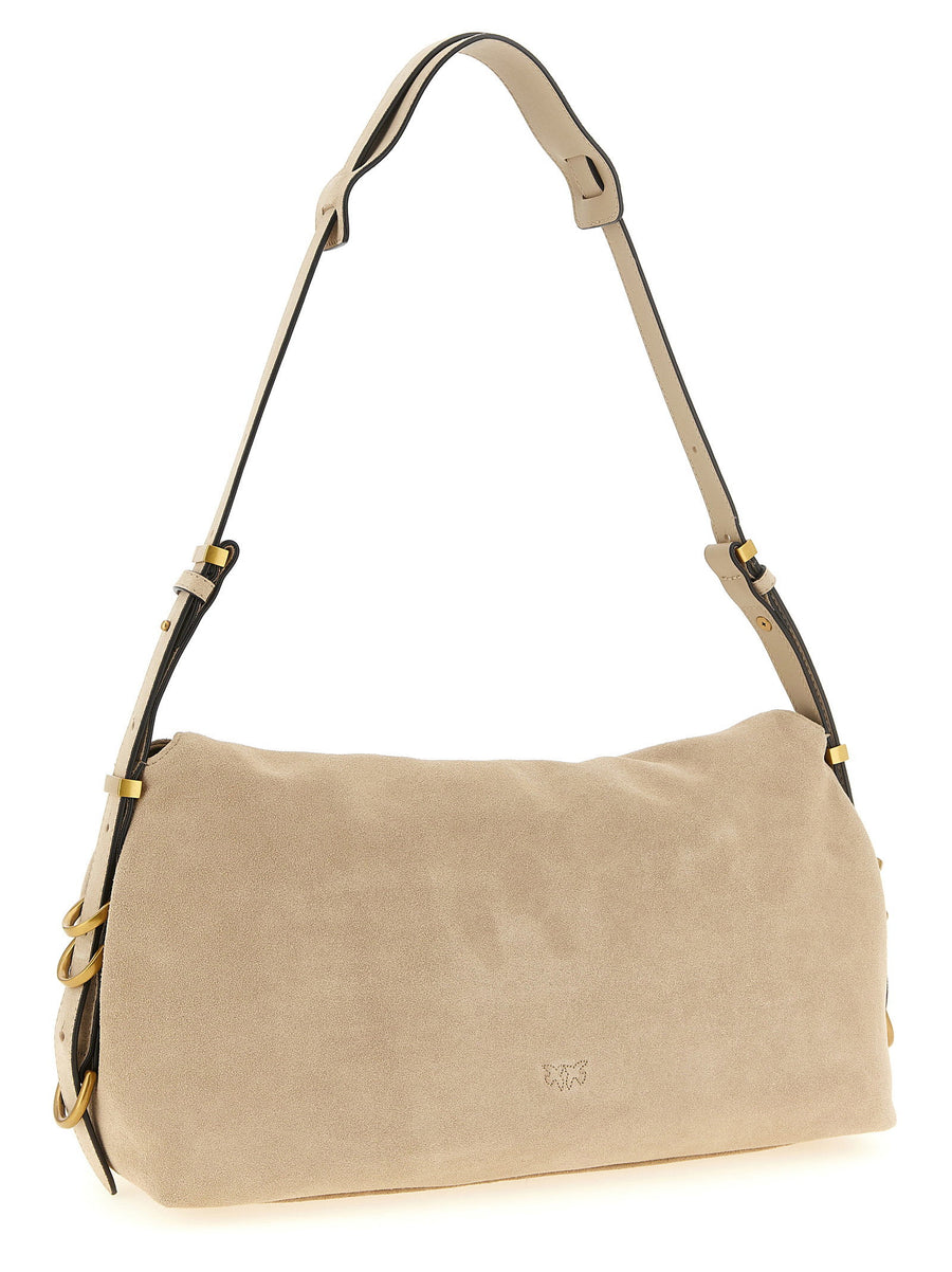 Pinko Saddle Horizontal Shoulder Bag Women Versatile Leather Satchel With Magnetic Closure