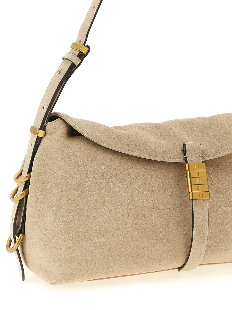 Pinko Saddle Horizontal Shoulder Bag Women Versatile Leather Satchel With Magnetic Closure