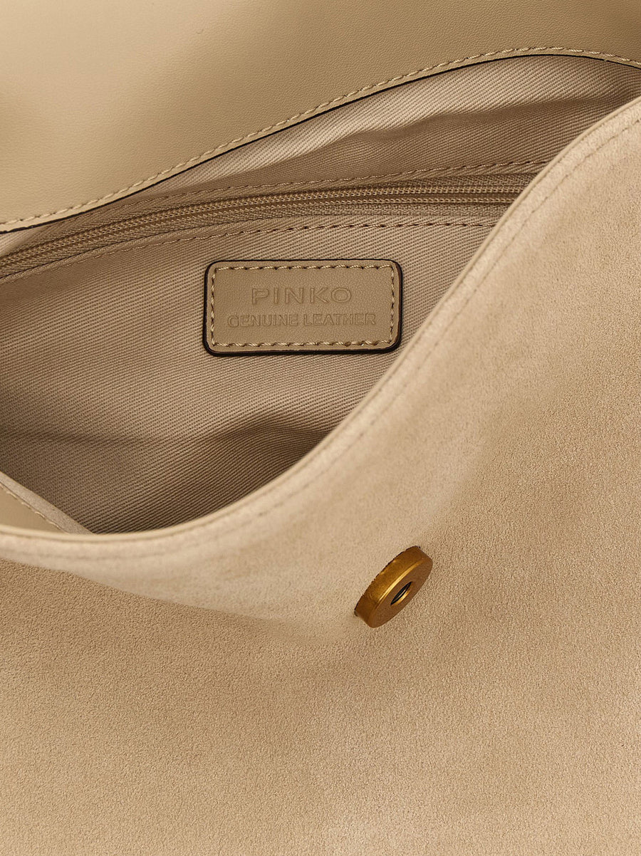 Pinko Saddle Horizontal Shoulder Bag Women Versatile Leather Satchel With Magnetic Closure
