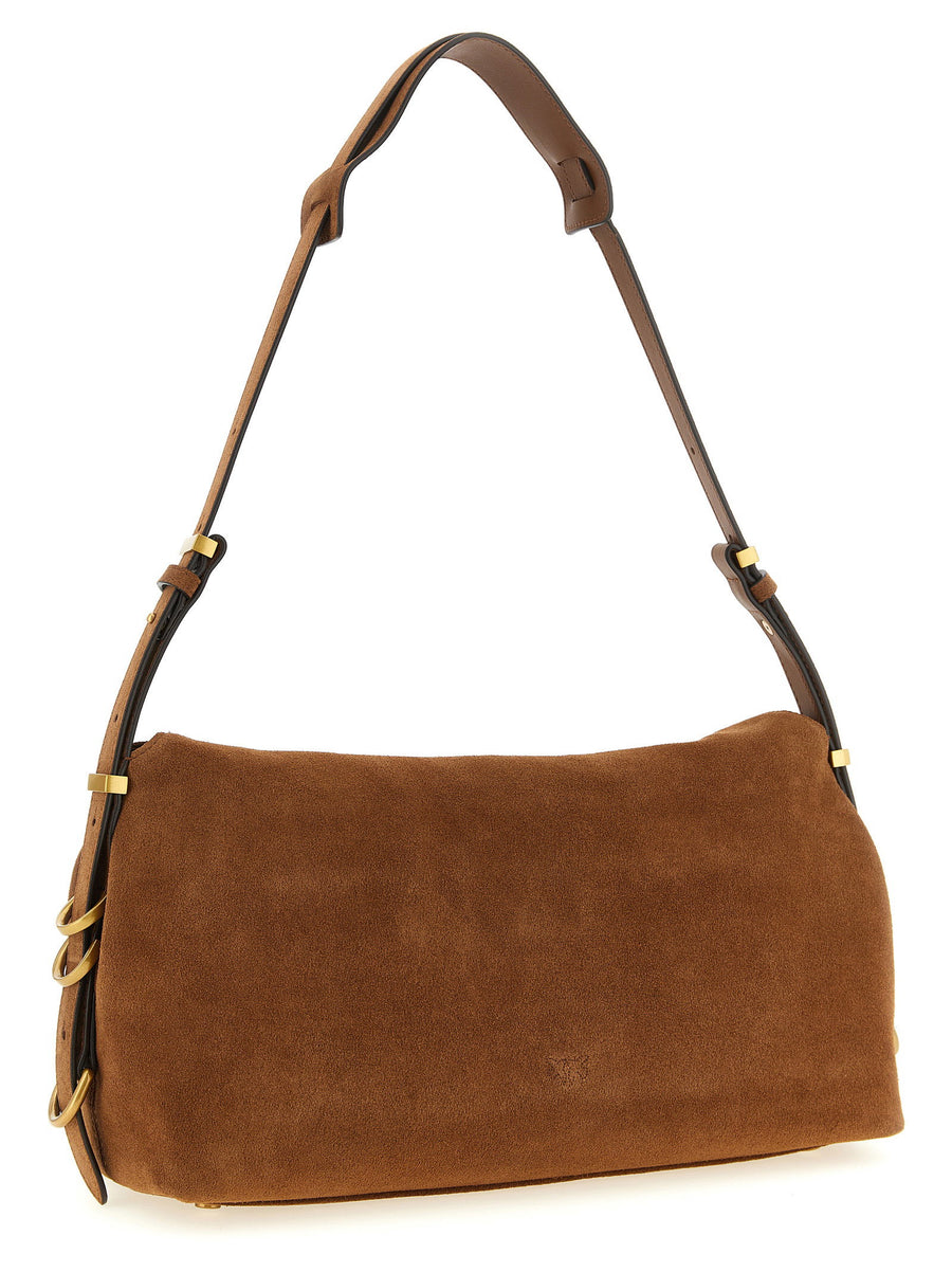 Pinko Saddle Bag Magnetic Closure Suede Exterior For Women Everyday Chic Luxury Accessory
