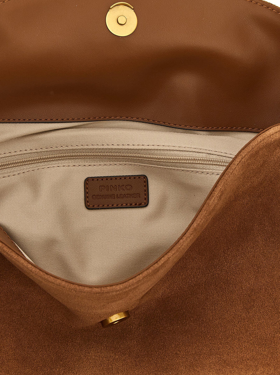 Pinko Saddle Bag Magnetic Closure Suede Exterior For Women Everyday Chic Luxury Accessory