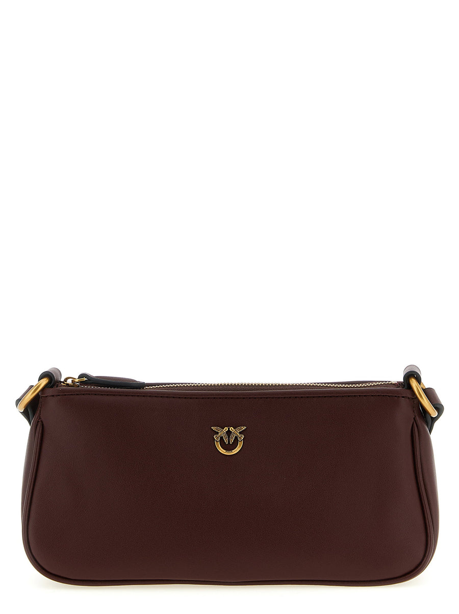 Pinko Crossbody Bag Half Moon Mini Bordeaux Silk Leather For Women Hands Free Everyday Elegance