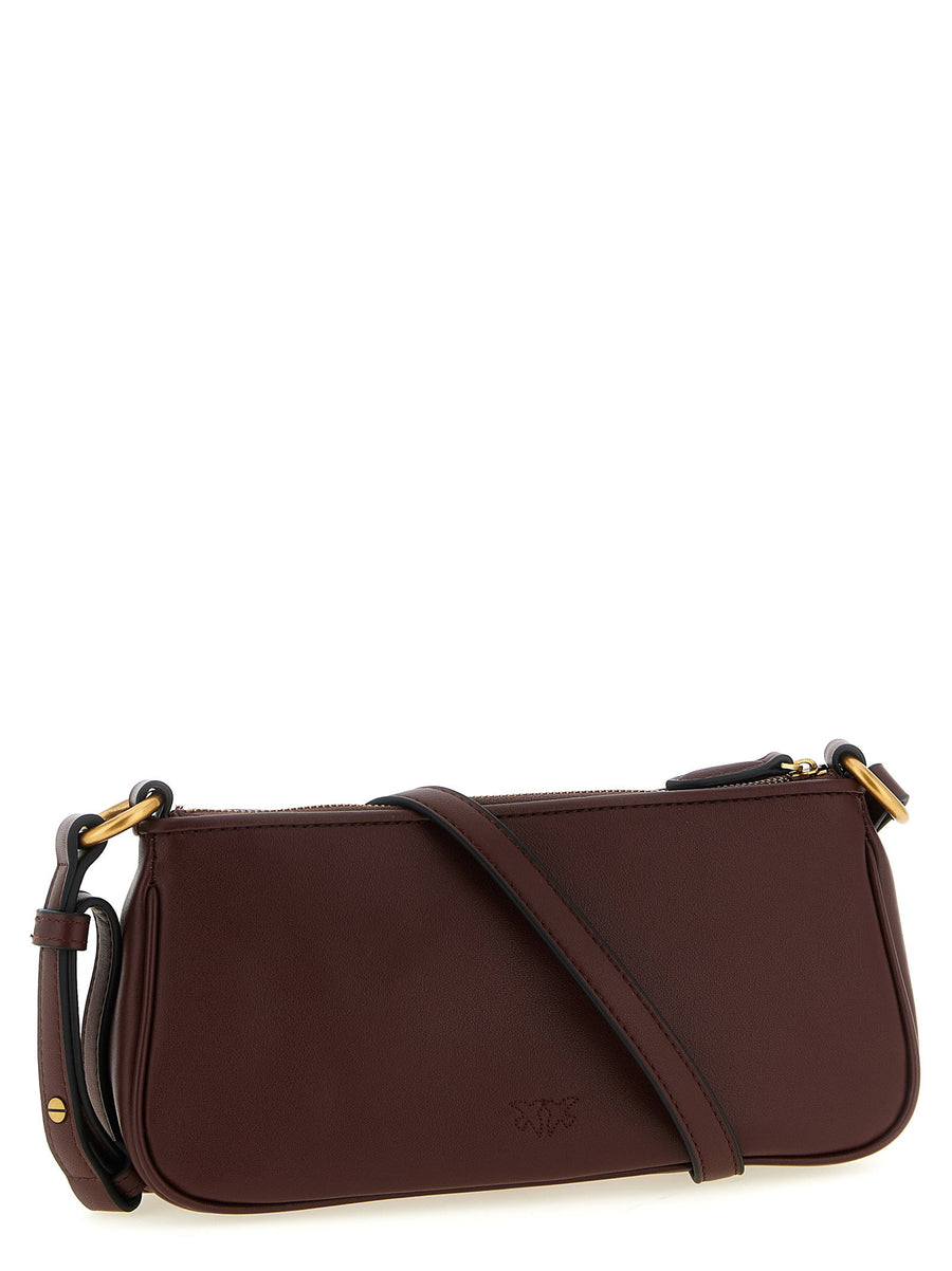 Pinko Crossbody Bag Half Moon Mini Bordeaux Silk Leather For Women Hands Free Everyday Elegance