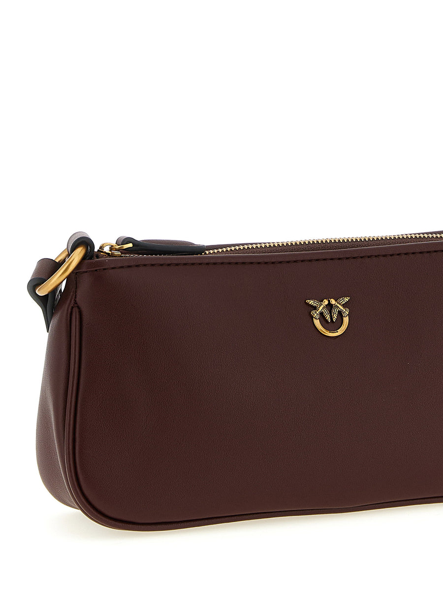 Pinko Crossbody Bag Half Moon Mini Bordeaux Silk Leather For Women Hands Free Everyday Elegance