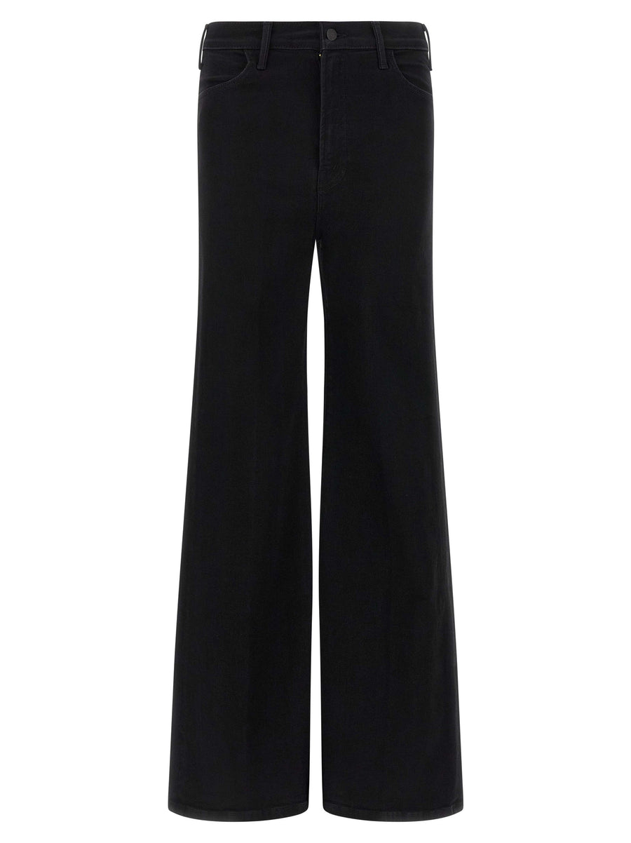 Mother The Hustler Roller Sneak High Rise Black Stretch Denim Jeans For Women Luxe Comfortable Everyday Wear