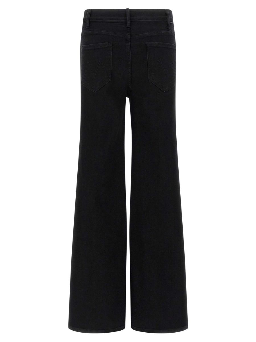 Mother The Hustler Roller Sneak High Rise Black Stretch Denim Jeans For Women Luxe Comfortable Everyday Wear
