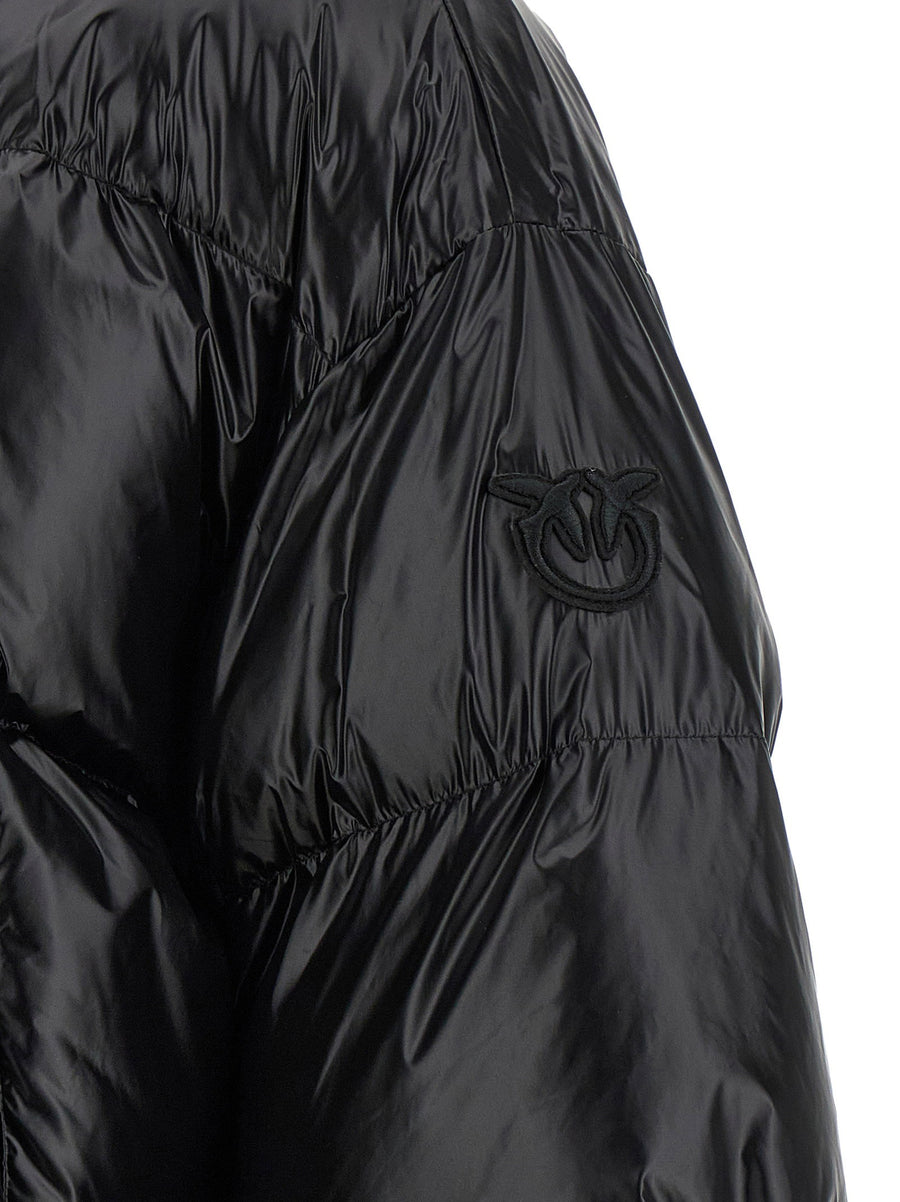 Pinko Impasto Down Jacket For Women Black With Semi Gloss Technical Fabric