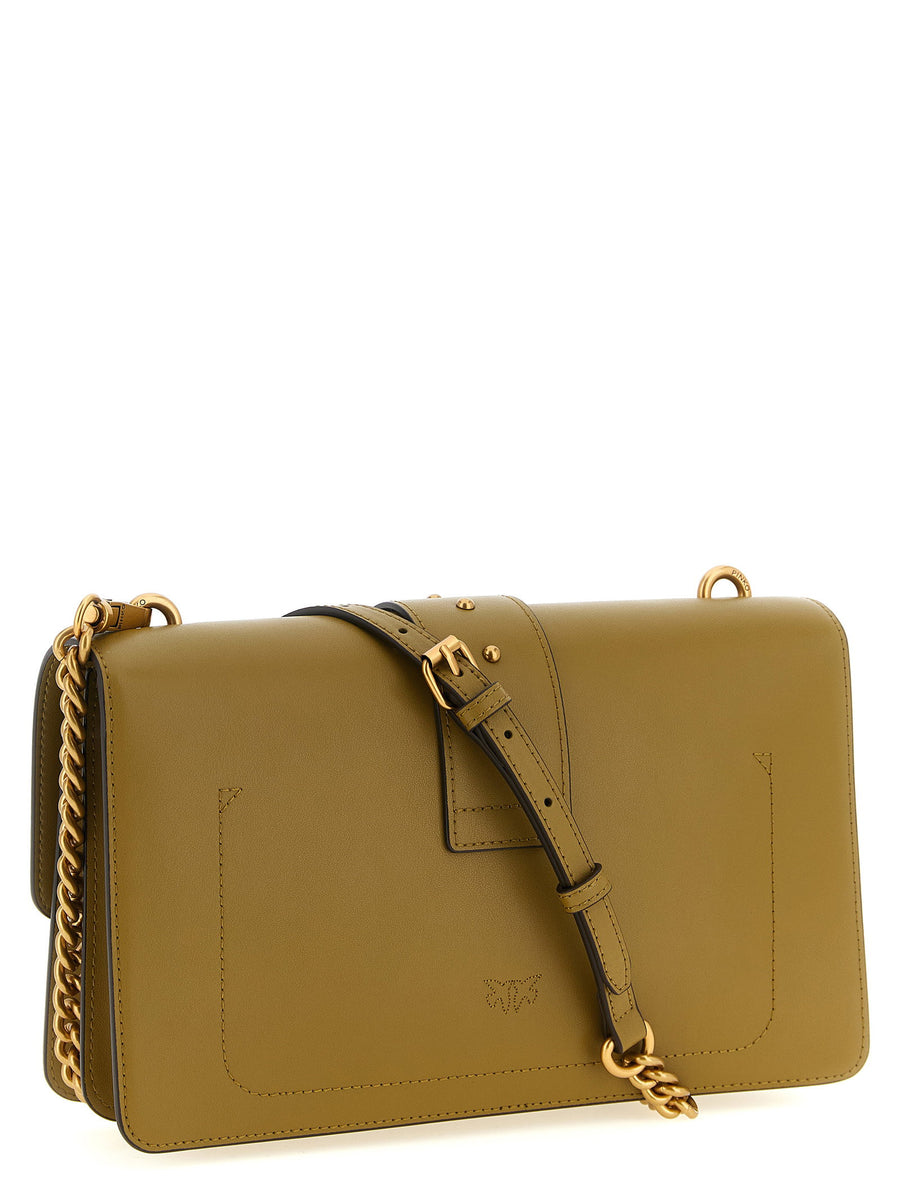 Pinko Love One Classic Luxurious Green Crossbody Bag For Women With Diamond Buckle And Interlocking Flap