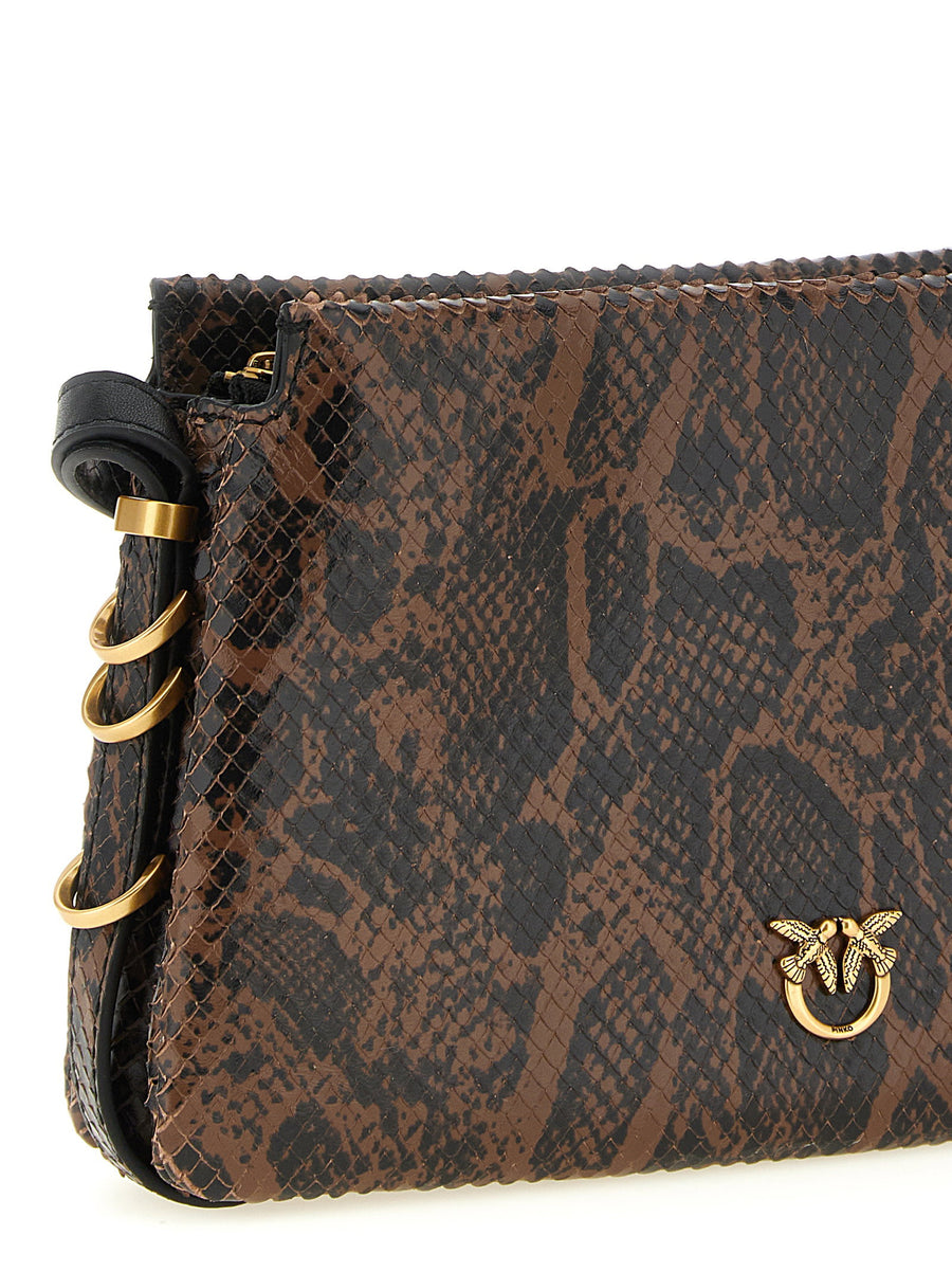 Pinko Love Birds Crossbody Bag Calfskin Leather with Python Print and Gold Plate