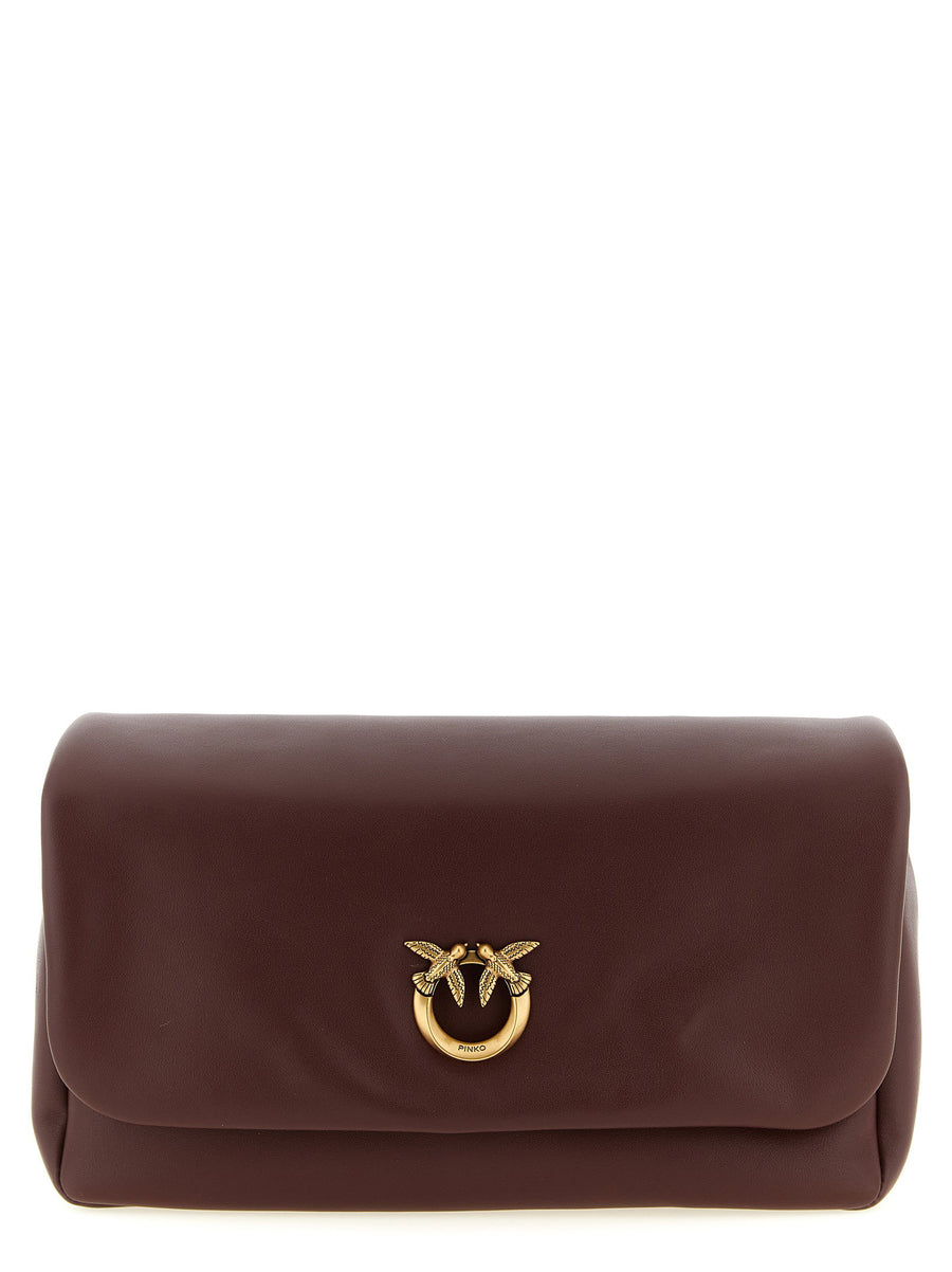 Pinko Click Soft Classic Crossbody Bag Bordeaux Lamb Leather Magnetic Closure for Women Everyday Luxury