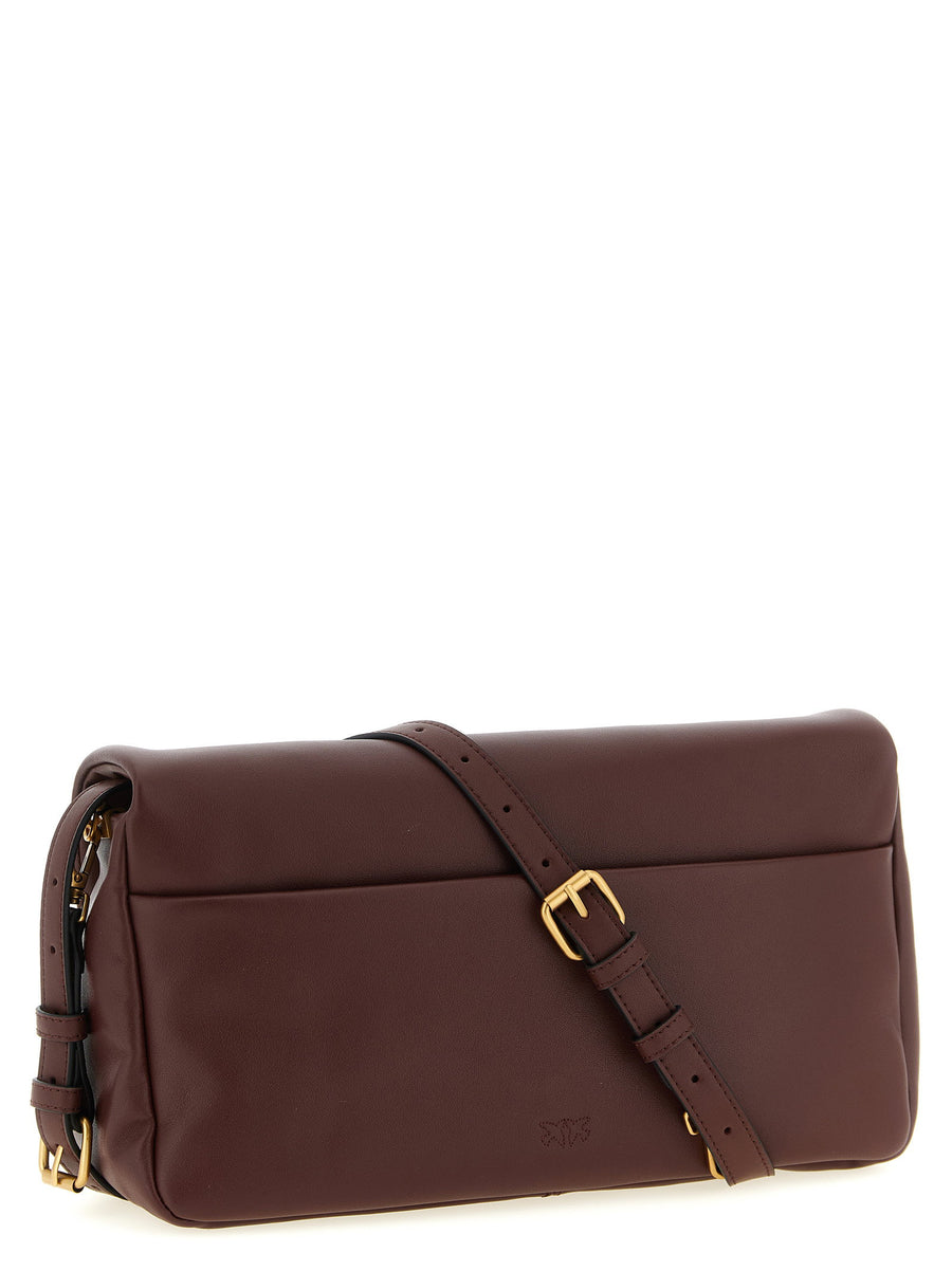 Pinko Click Soft Classic Crossbody Bag Bordeaux Lamb Leather Magnetic Closure for Women Everyday Luxury