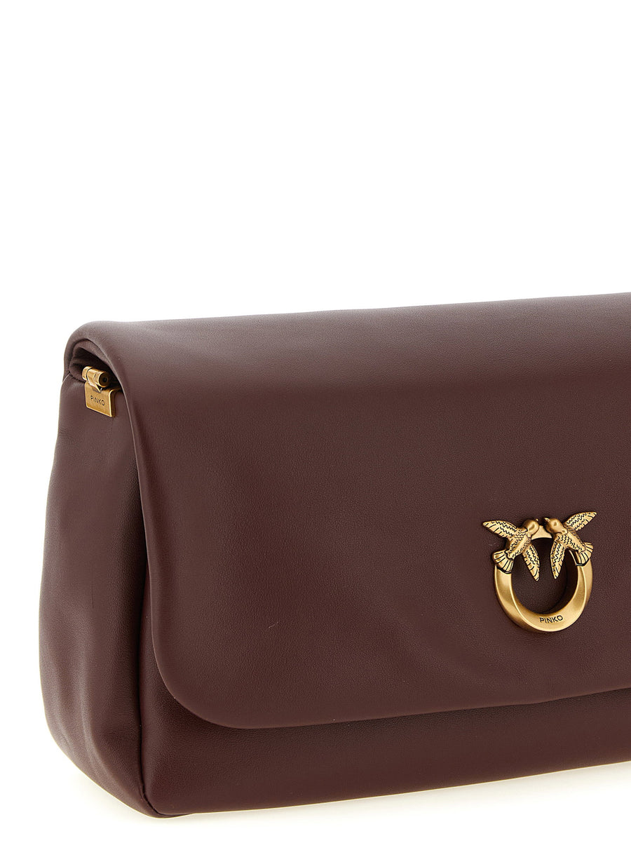 Pinko Click Soft Classic Crossbody Bag Bordeaux Lamb Leather Magnetic Closure for Women Everyday Luxury