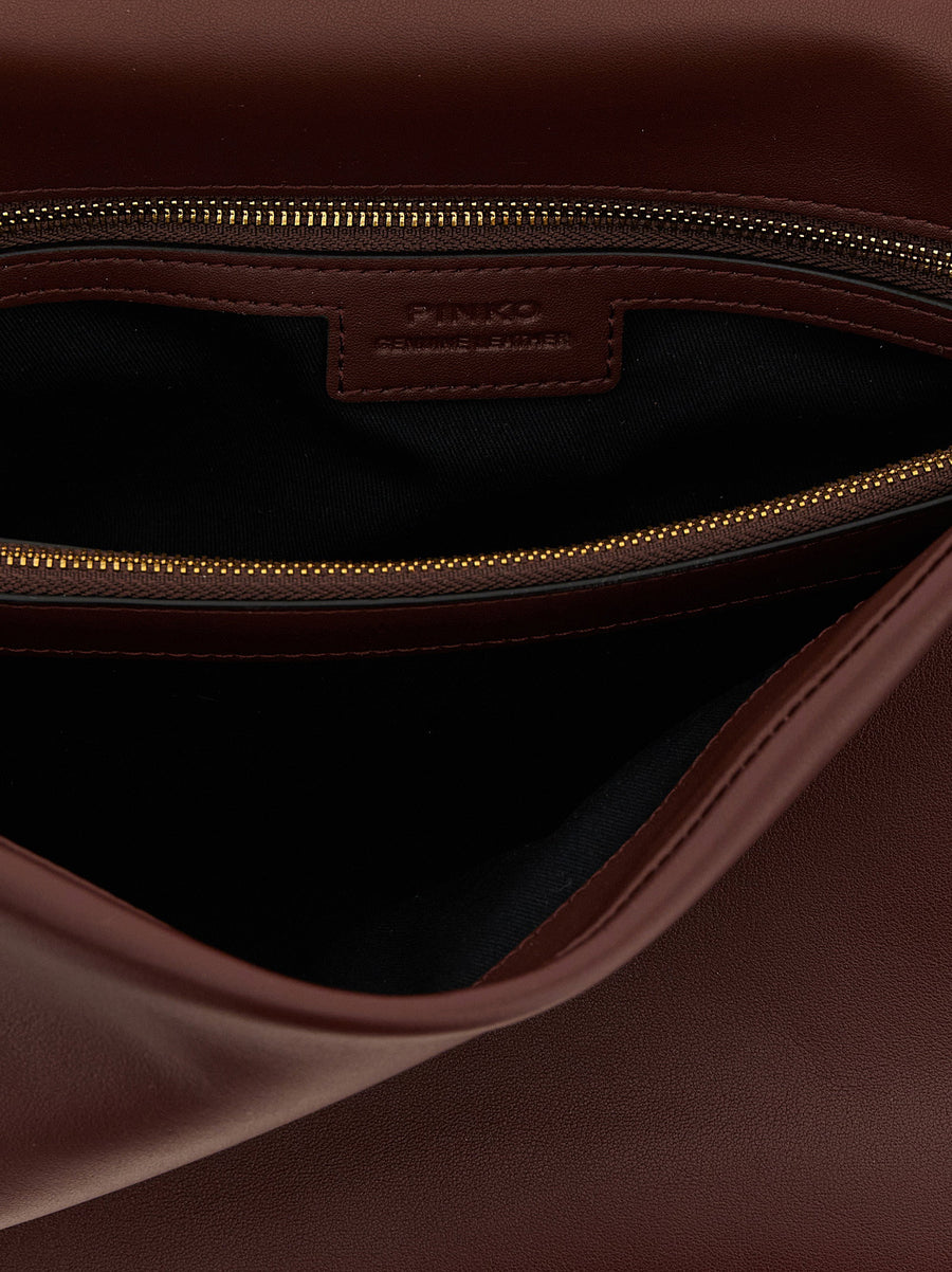 Pinko Click Soft Classic Crossbody Bag Bordeaux Lamb Leather Magnetic Closure for Women Everyday Luxury