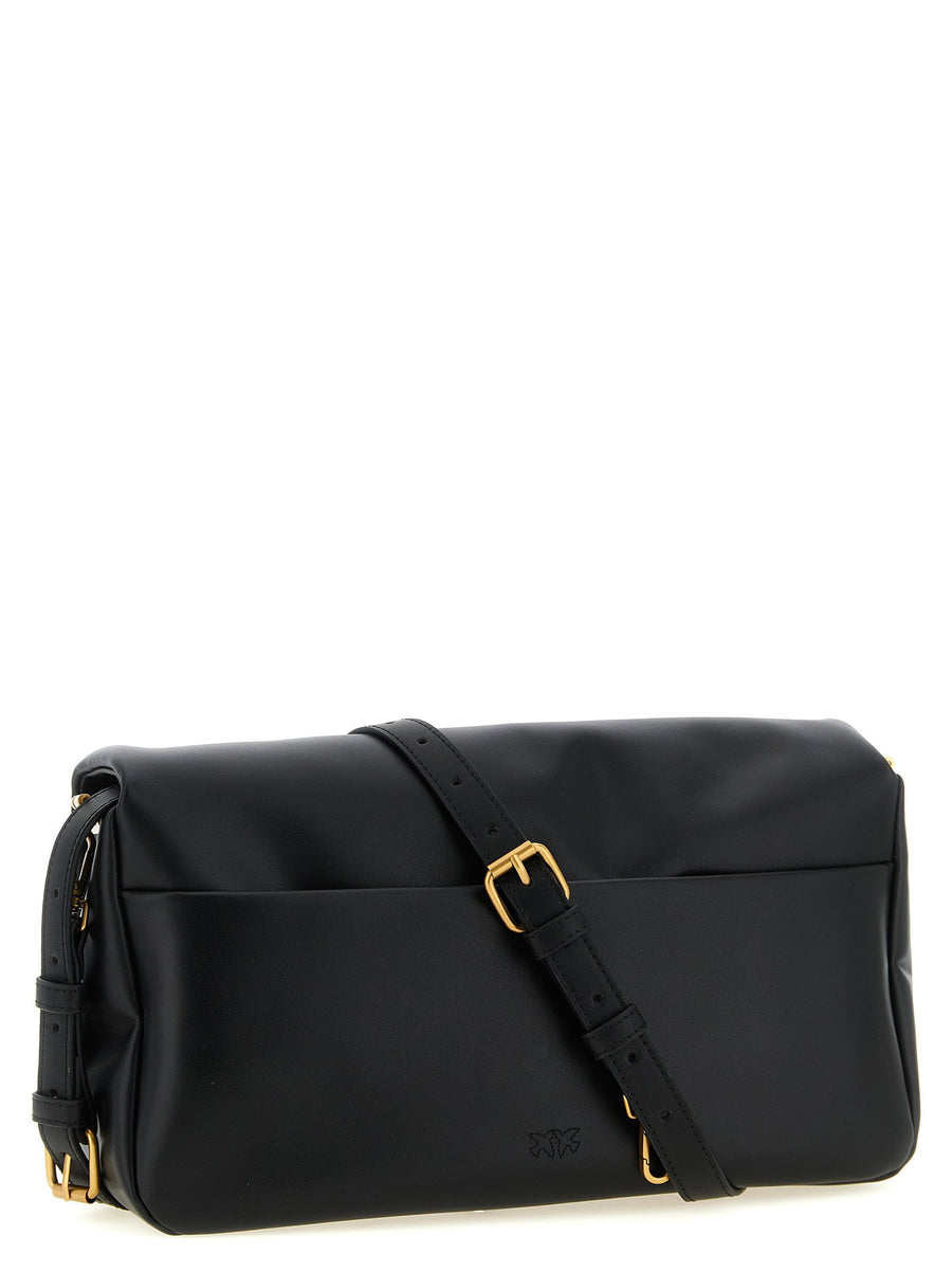 Pinko Click Soft Classic Crossbody Bag Black Lamb Leather With Magnetic Closure For Women