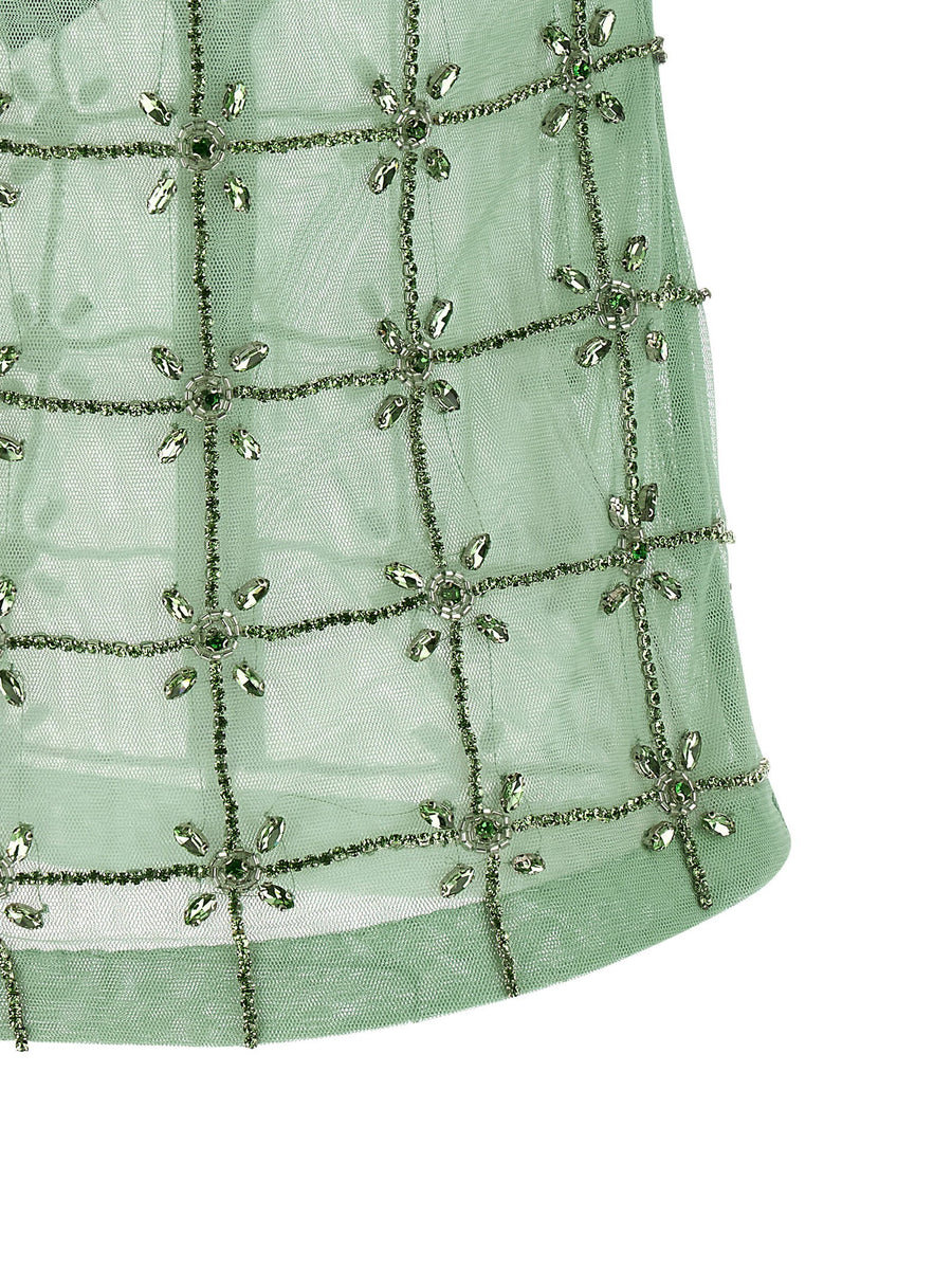 Pinko Quandong Beaded Top For Women Embellished Sleeveless Sparkle In Quandong Tulle