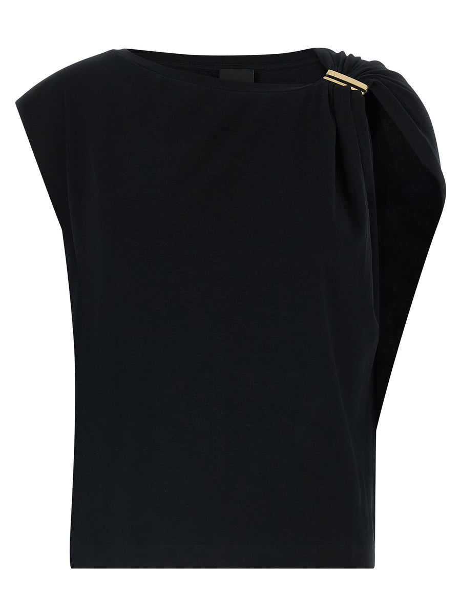 Pinko Melody Sleeveless Top Black Cotton Elastane With Gold Hardware