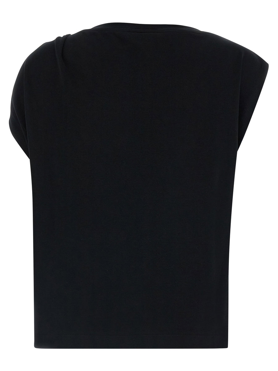 Pinko Melody Sleeveless Top Black Cotton Elastane With Gold Hardware