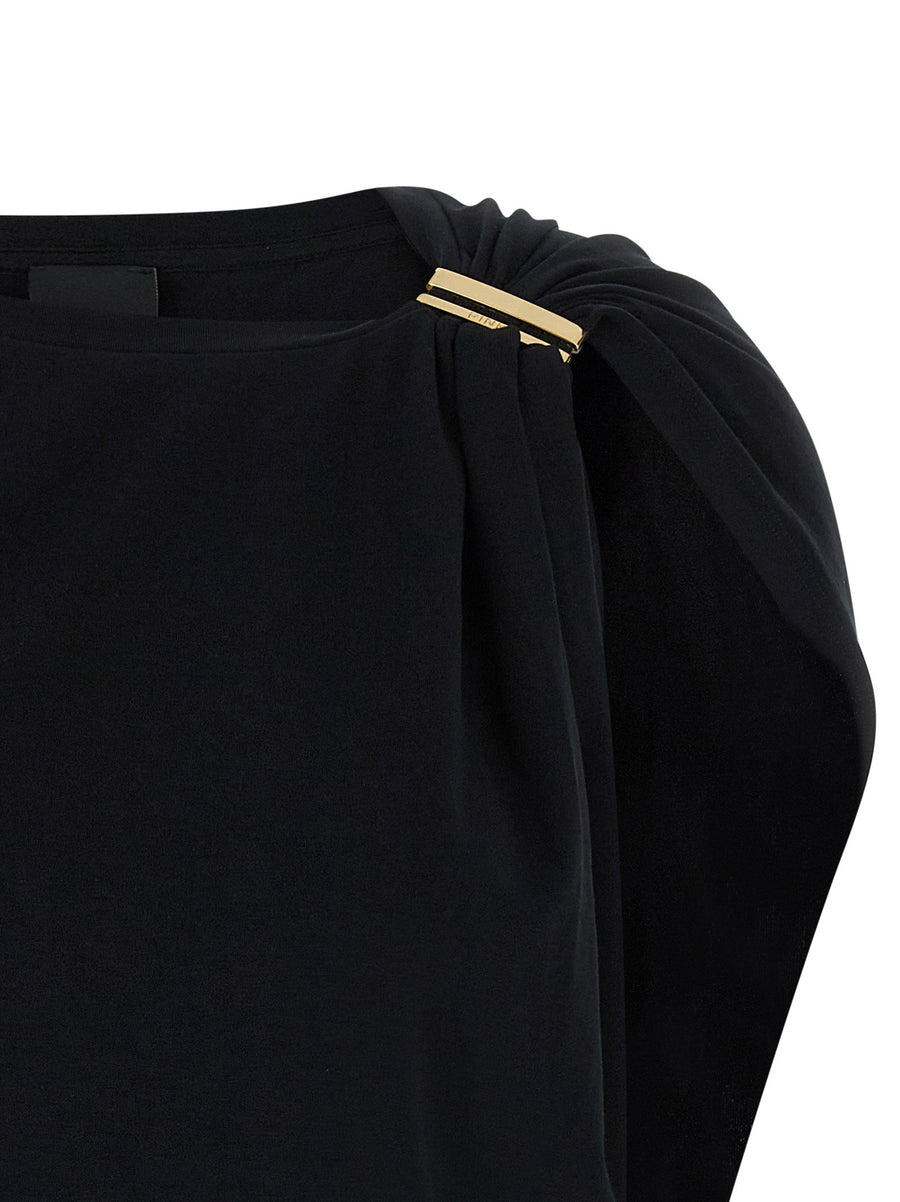 Pinko Melody Sleeveless Top Black Cotton Elastane With Gold Hardware