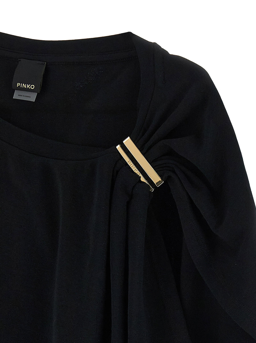 Pinko Melody Sleeveless Top Black Cotton Elastane With Gold Hardware