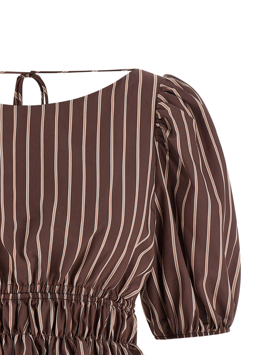 Pinko Jeanette Top Open Back Striped Viscose For Women Breezy Summer Blouse With Back Tie