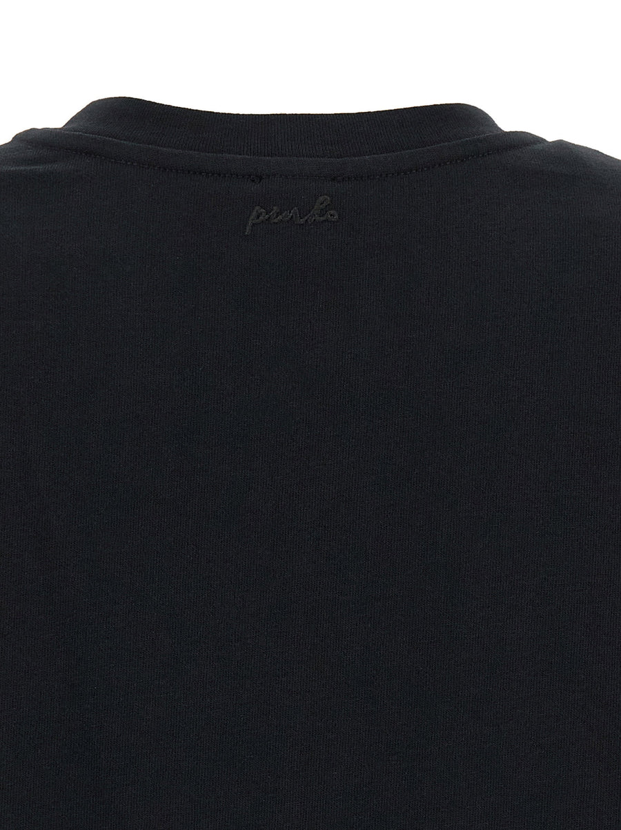Pinko Myranda Cropped Heavy Cotton T Shirt For Women With Shoulder Detail Crewneck Elegant Everyday Topwear