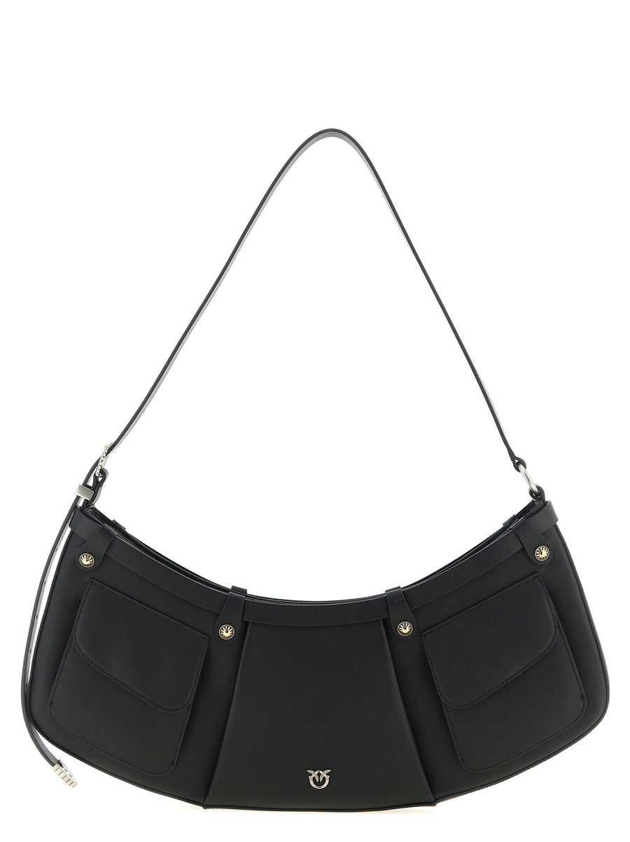 Pinko Pocket Body Large Shoulder Bag for Women Versatile Carryall with Arched Hobo Silhouette