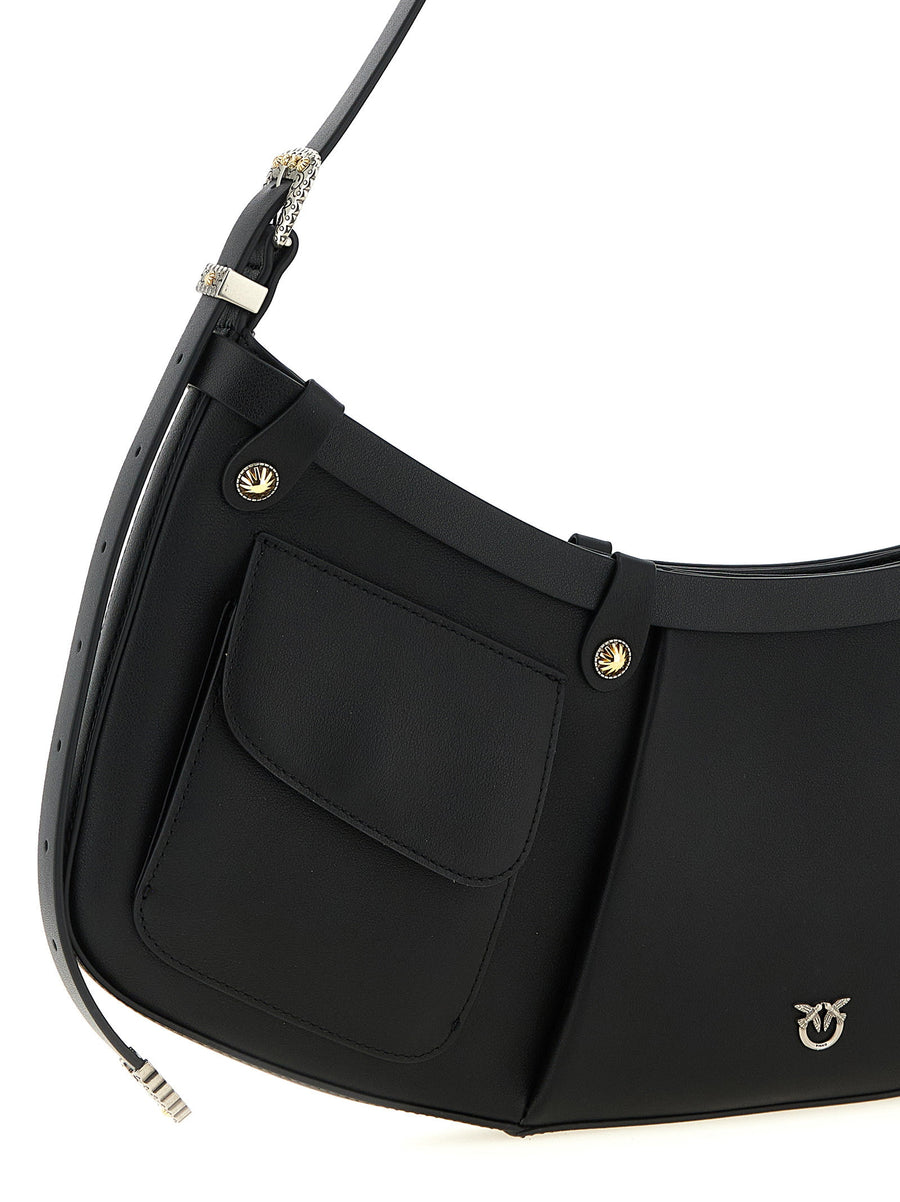 Pinko Pocket Body Large Shoulder Bag for Women Versatile Carryall with Arched Hobo Silhouette