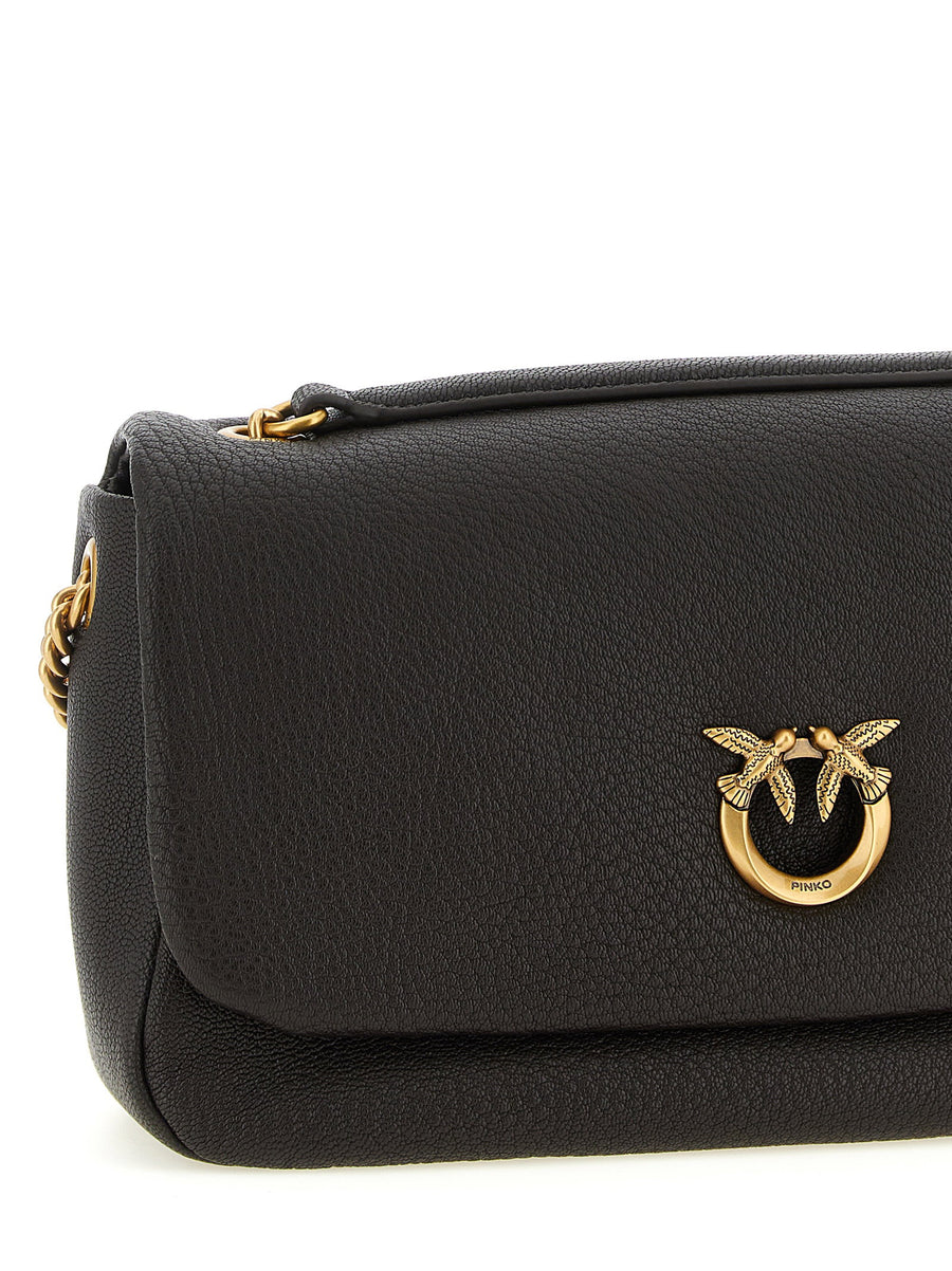 Pinko Love Birds Brown Lambskin Shoulder Bag With Gold Buckle