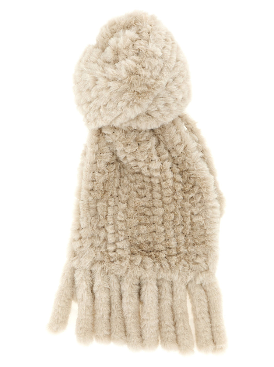 Pinko Gray Fur Scarf Plush Fringed One Size Polyester