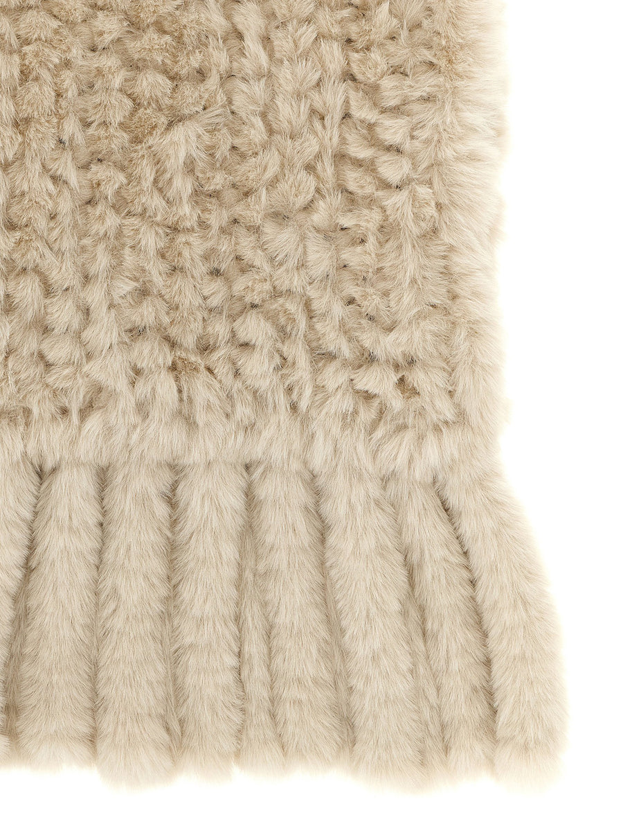 Pinko Gray Fur Scarf Plush Fringed One Size Polyester