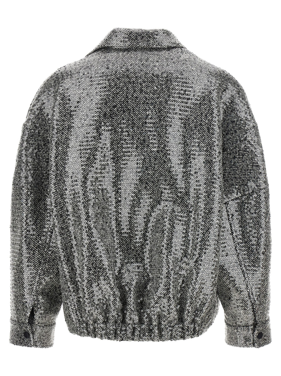 Pinko Silver Sequin Caban Jacket For Women Luxury Edition