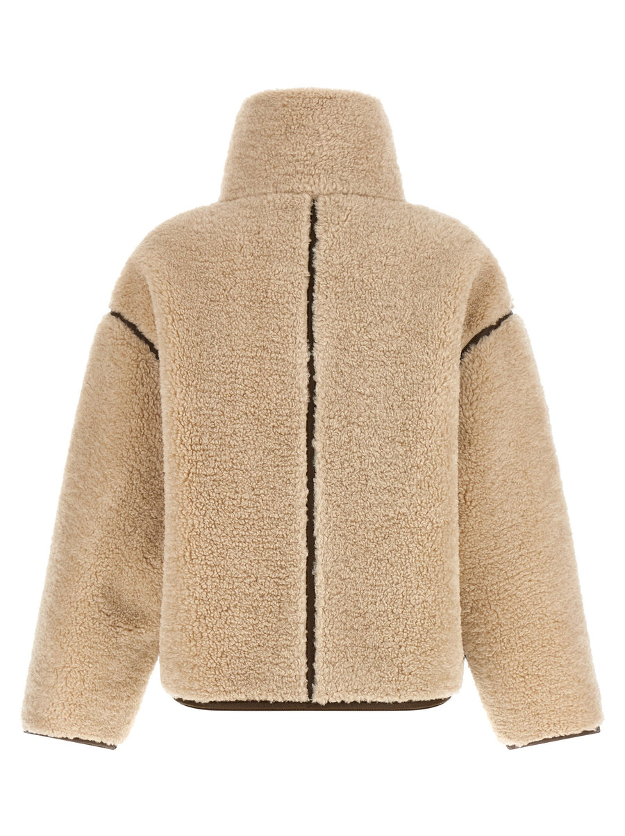 Pinko Teddy Cropped Jacket Beige One Hundred Percent Polyester Boxy Fit