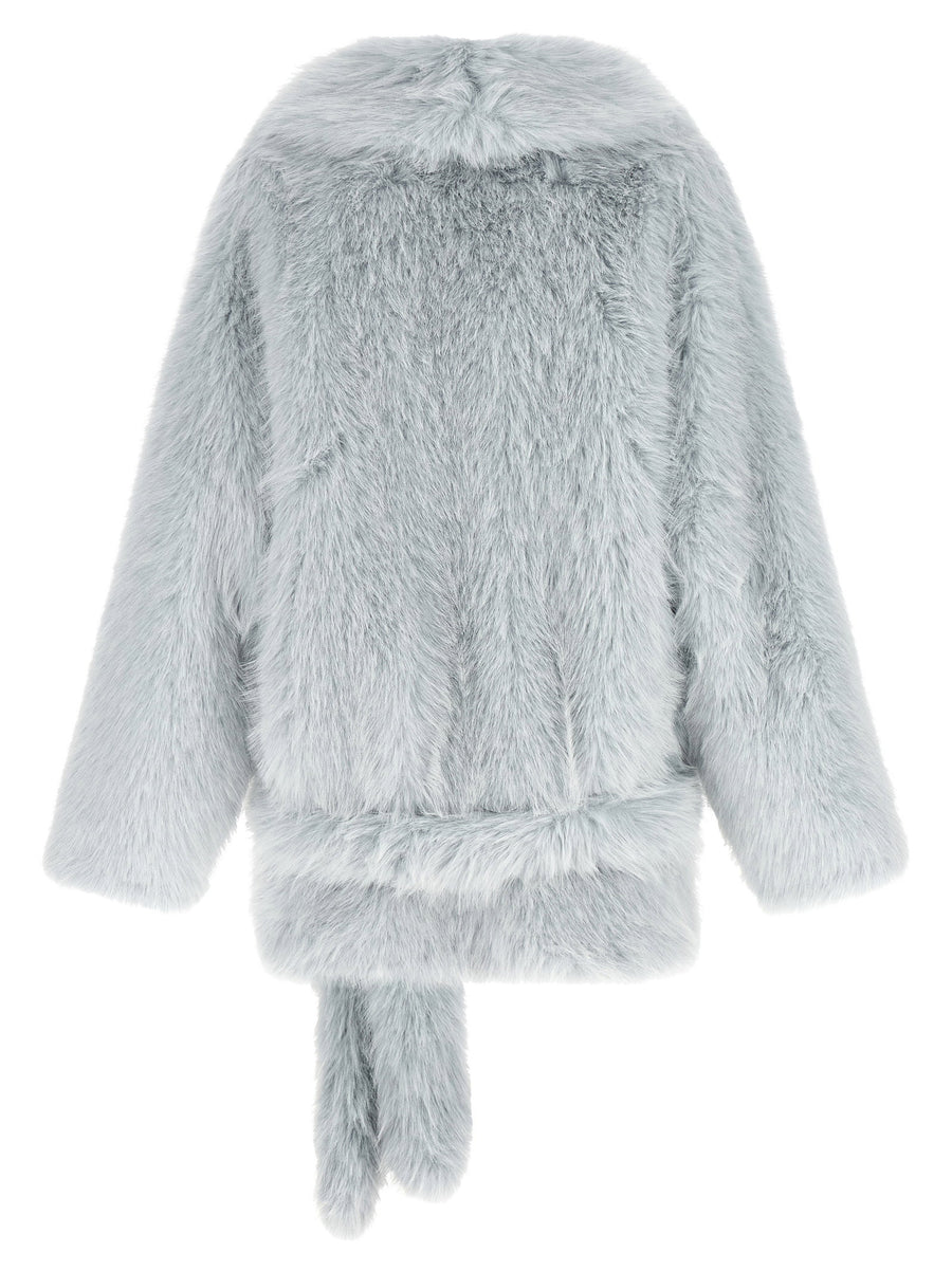 Pinko Light Blue Faux Fur Blouson Coat For Women Winter Ready