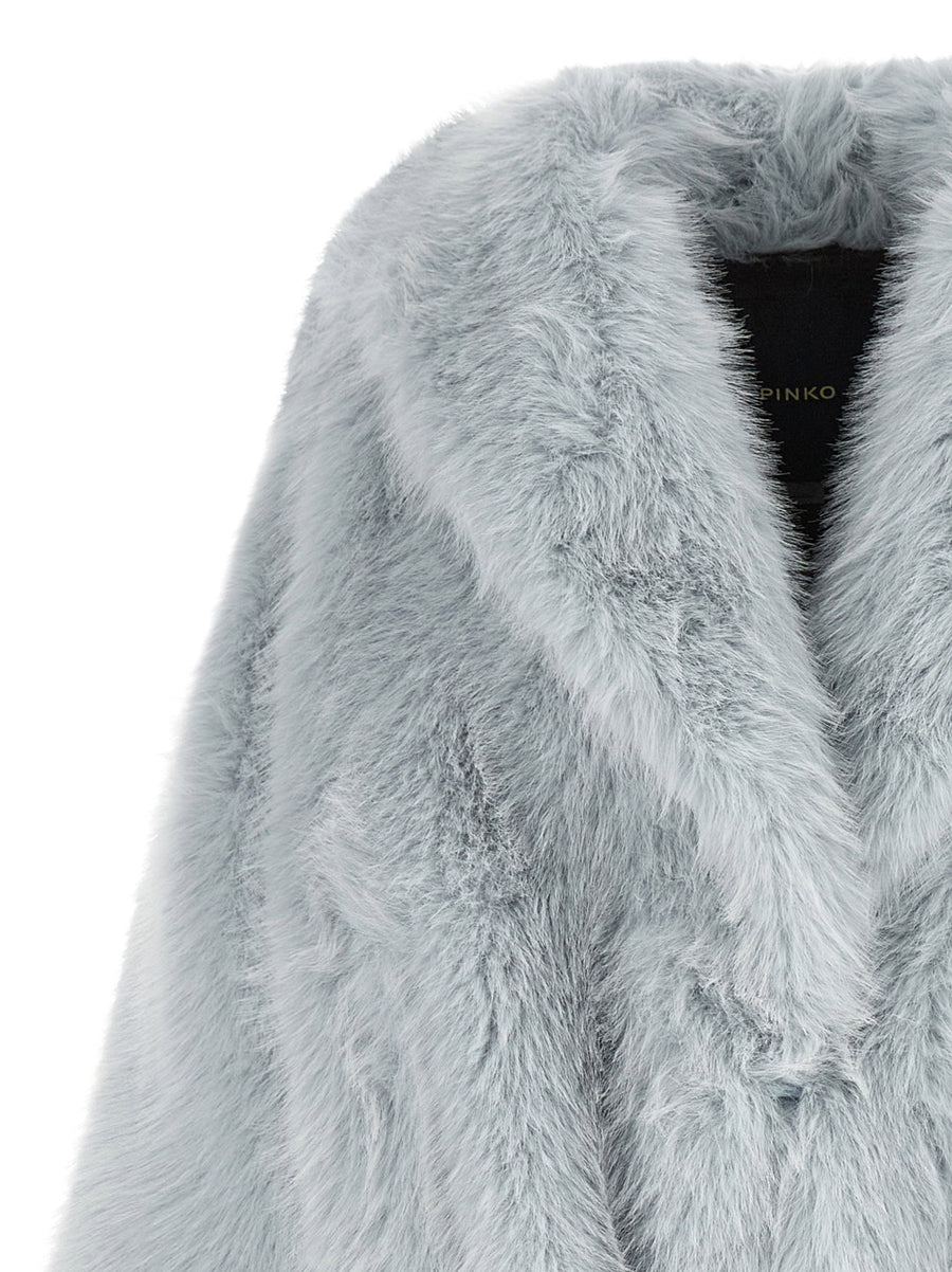 Pinko Light Blue Faux Fur Blouson Coat For Women Winter Ready