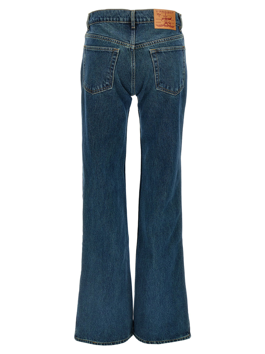 Y/Project Evergreen Hook and Eye Jeans For Women 100% Cotton Slim Fit Denim Signature Detail