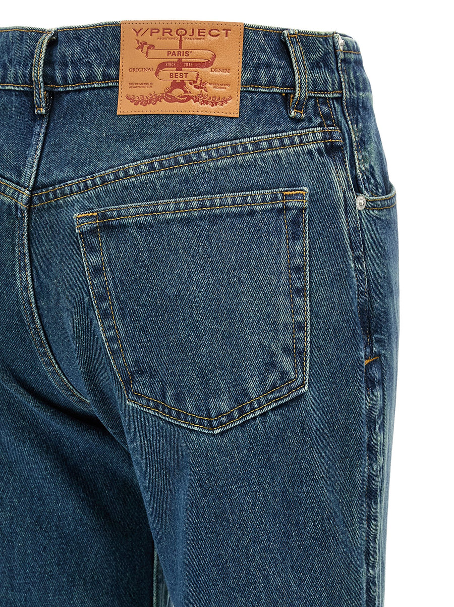 Y/Project Evergreen Hook and Eye Jeans For Women 100% Cotton Slim Fit Denim Signature Detail
