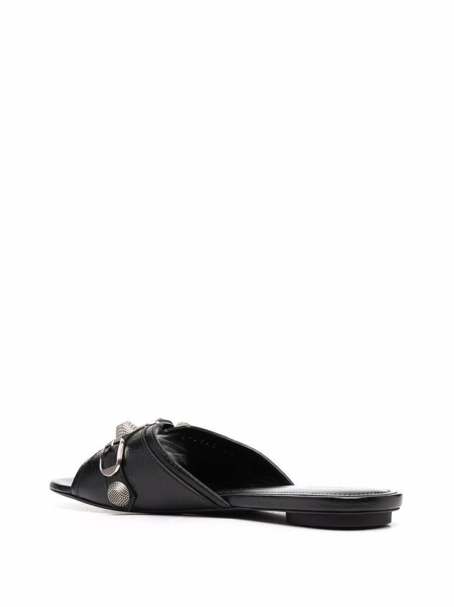 Balenciaga Cagole Leather Sandals For Women Open Toe Buckle Detail Low Heel Luxury Craftsmanship