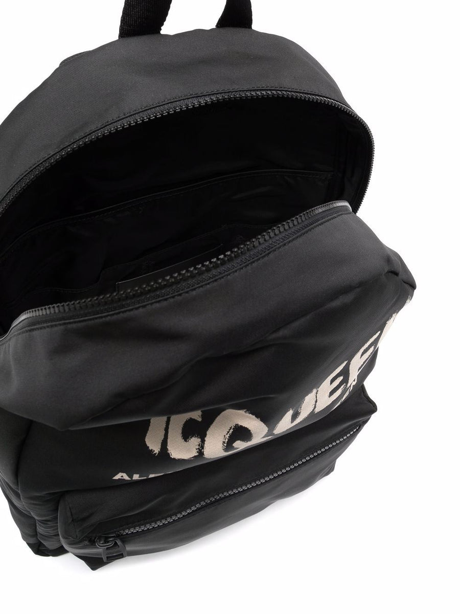 Alexander McQueen Graffiti Metropolitan Backpack Luxury Urban City Bag For Men Compact Silhouette With Graffiti Print