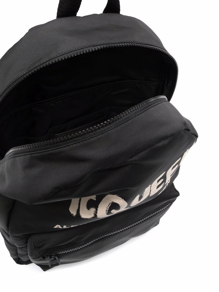 Alexander McQueen Graffiti Metropolitan Backpack Luxury Urban City Bag For Men Compact Silhouette With Graffiti Print